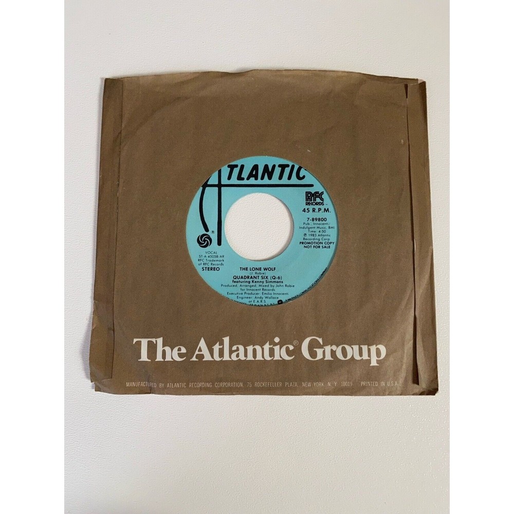 The Lone Wolf Quadrant Six (Q-6) Feat Kenny Simmons 7" PROMO 45 RPM Vinyl EX